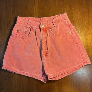 Vintage Michael G Pink Red Denim High Rise Jean Shorts 5 Pocket Zip Size 9
